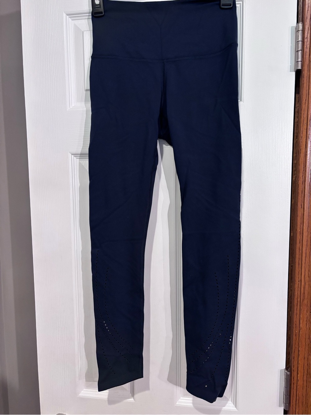 CALIA by Carrie Underwood Navy Performance Leggings with Perforated Detail